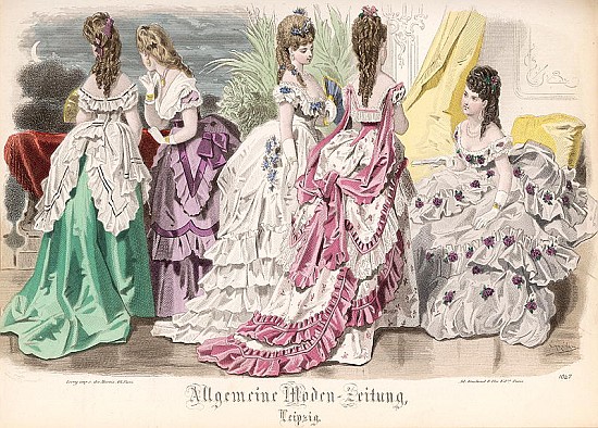 Ballgowns, fashion plate from the ''Allgemeine Moden-Zeitung'', Leipzig de (after) French School