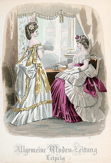 Two Ladies, fashion plate from the ''Allgemeine Moden-Zeitung'', Leipzig de (after) French School