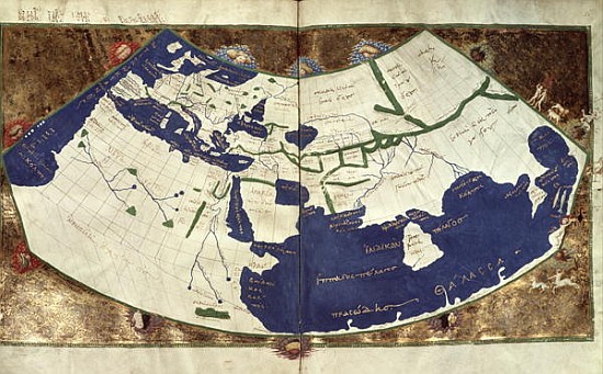 Map of the known world, from ''Geographia'' de (after) Ptolemy