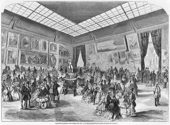 Salon of painting and sculpture of 1857, the main room in the Palais de l''Industrie gallery, Paris de (after) A Provost