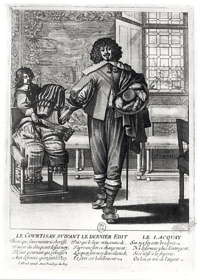 Courtier following the last royal edict in 1633 and his lacquey de (after) Abraham Bosse