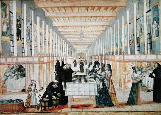 The Infirmary of the Sisters of Charity during a visit of Anne of Austria (1601-66) c.1640 (see also de (after) Abraham Bosse