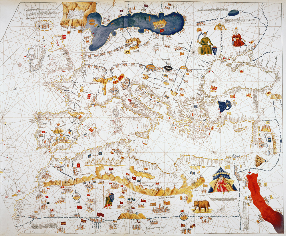 Copy of Catalan Map of Europe, North Africa and the Middle East de (after) Abraham Cresques