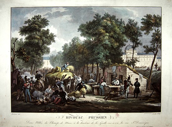 Prussian soldiers bivouacking in the Champs de Mar, Paris in 1871 de (after) Achille-Louis Martinet