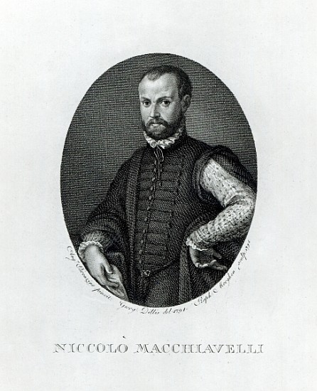 Portrait of Niccolo Machiavelli (1469-1527); engraved by Rafaello Morgan (1758-1833) in 1795 de (after) Agnolo Bronzino