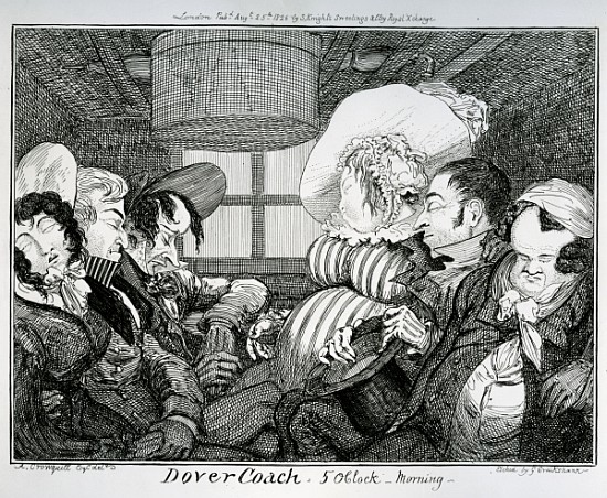 Dover Coach, 5 o''clock morning, etched by George Cruikshank de (after) Alfred Crowquill