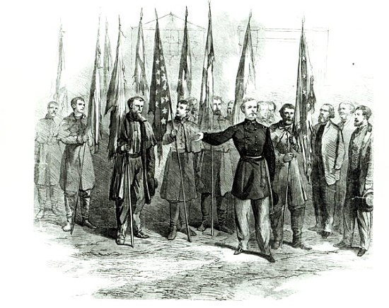General Custer presenting captured Confederate flags in Washington on October 23rd 1864 de (after) Alfred R. Waud