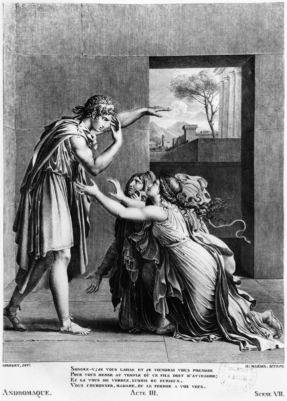 Andromache at the feet of Pyrrhus, illustration from Act III Scene 7 of ''Andromaque'' Jean Racine ( de (after) Anne Louis Girodet de Roucy-Trioson