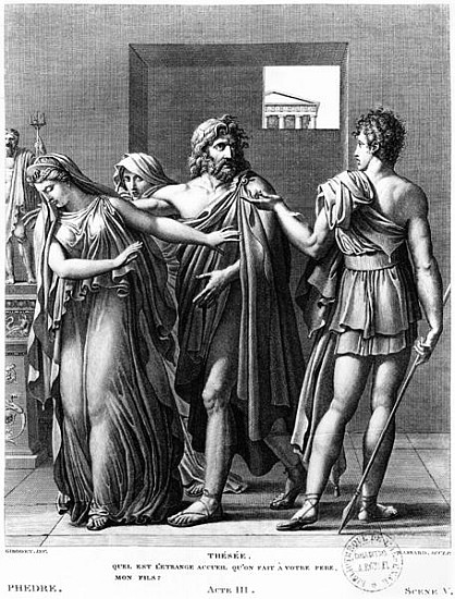 Phaedra, Theseus and Hippolytus, illustration from Act III Scene 5 of ''Phedre'' Jean Racine (1639-9 de (after) Anne Louis Girodet de Roucy-Trioson