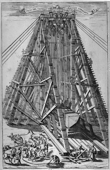 Erecting the Ancient Egyptian Obelisk in St. Peter''s Square, Rome; engraved by Alessandro Specchi de (after) Carlo Fontana