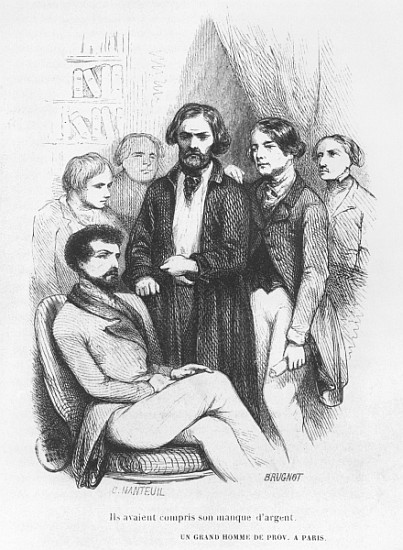 They understood his lack of money, illustration from ''Les Illusions perdues'' Honore de Balzac de (after) Celestin Francois Nanteuil