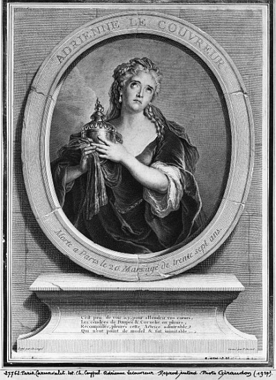 Adrienne Lecouvreur (1692-1730) ; engraved by Pierre Drevet de (after) Charles Antoine Coypel