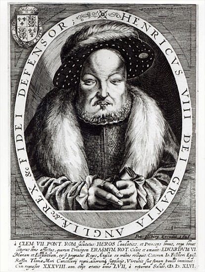 Portrait of Henry VIII; engraved by Peter Isselburg de (after) Cornelis Massys