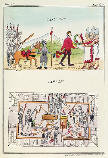 Cap 74 and Cap 75, illustrations from ''Historia de las Indias de Nueva Espana y islas de tierra fir de (after) Diego Duran