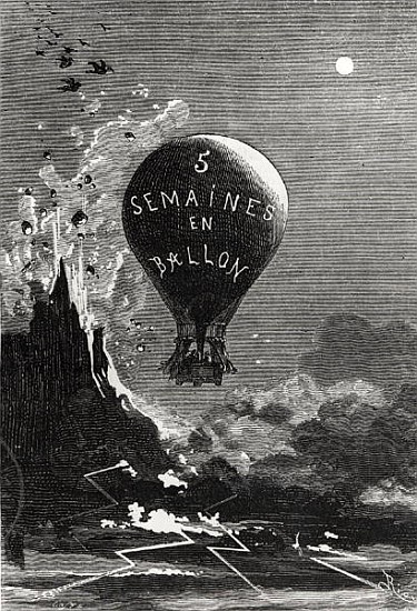 Frontispiece to ''Five Weeks in a Balloon'' Jules Verne (1828-1905) de (after) Edouard Riou