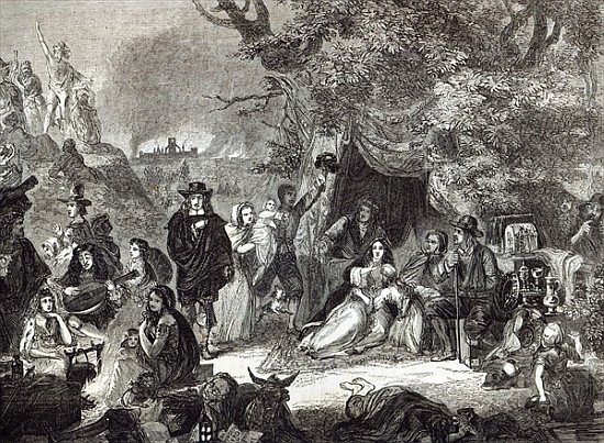 Highgate Fields during the Great Fire of London in 1666 de (after) Edward Matthew Ward