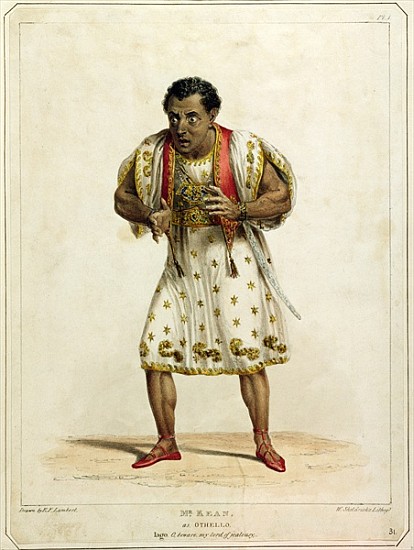 Portrait of Mr Edmund Kean (1787-1833) as Othello; engraved by W. Sheldricks de (after) E.F. Lambert