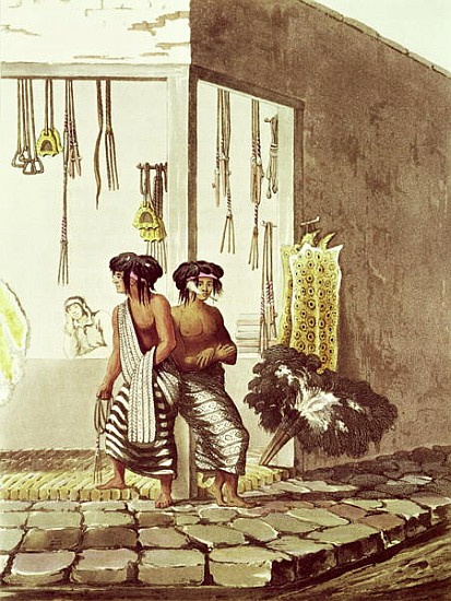 Pampa Indians at a Store in the Indian Market of Buenos Aires, from ''Picturesque Illustrations of B de (after) Emeric Essex Vidal