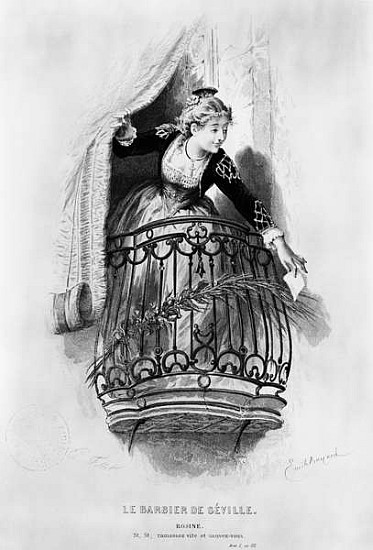Rosine, illustration from Act I Scene 3 of ''The Barber of Seville'' Pierre Augustin Caron de Beauma de (after) Emile Antoine Bayard
