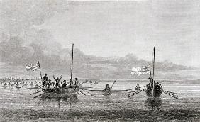 Eskimaux Coming Towards the Boats in Shoalwater Bay, July 7, 1826, from ''Narrative of a Second Expe