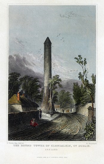 The Round Tower of Clondalkin; engraved by Robert Brandard de (after) George Petrie