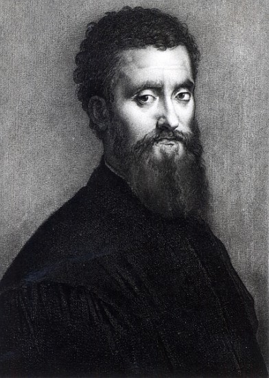 Self Portrait; engraved by Jean-Louis Potrelle de (after) Giulio Romano