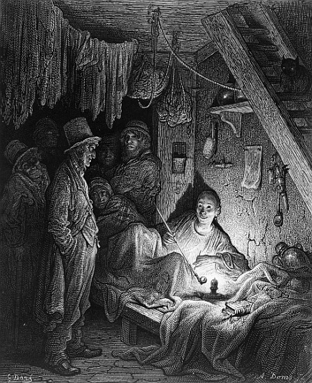 Opium Smoking - The Lascar''s Room, scene from ''The Mystery of Edwin Drood'' Charles Dickens, illus de (after) Gustave Dore