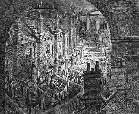 Over London - By Rail, from ''London, a Pilgrimage'', written by William Blanchard Jerrold (1826-94) de (after) Gustave Dore