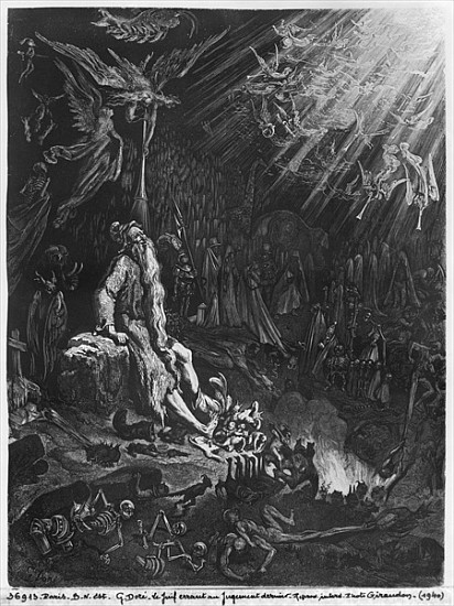 The Wandering Jew and the Last Judgement; engraved by Felix Jean Gauchard (1825-72) de (after) Gustave Dore