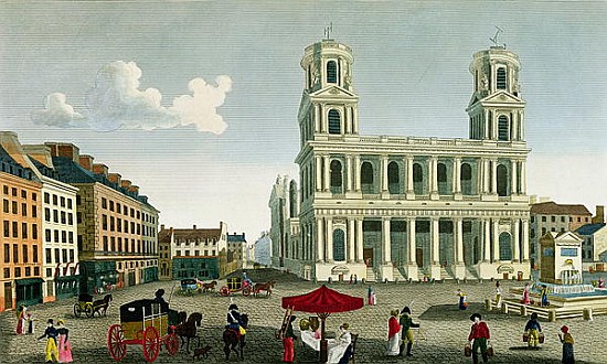 View of the Church of Saint-Sulpice; engraved by Anne Rosalie Filleul (nee Bouquet) (1752-94) de (after) Henri Courvoisier-Voisin