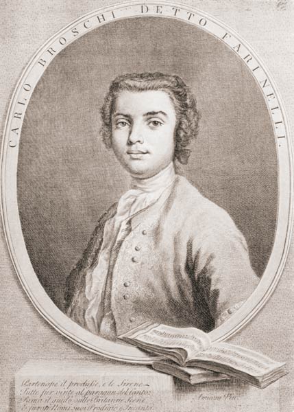 Carlo Broschi, 1735 (line engraving) de (after) Jacapo Amigoni