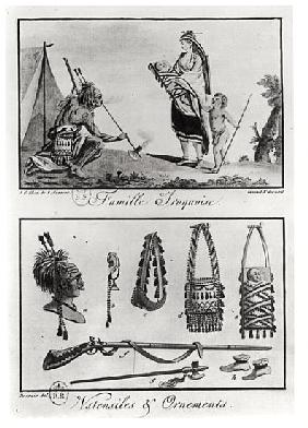 Iroquois family, arms and ornaments, from ''Tableaux cosmographiques de l''Amerique''; engraved by C