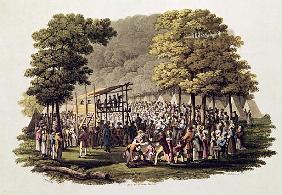 Camp Meeting of the Methodists in North America; engraved by Matthew Dubourg (fl.1813-20) 1819
