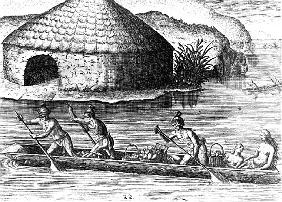 Florida Indians Storing their Crops in the Public Granary, from ''Brevis Narratio''; engraved by The