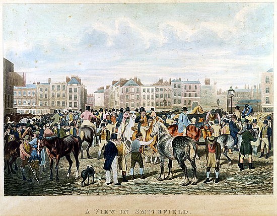 A View in Smithfield ; engraved by F.C. & C. Lewis de (after) Jacques Laurent Agasse