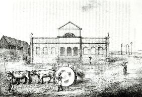 The Rio Exchange, a Public Trapiche, a Grass Wagon and the Gallows, illustration from ''A History of