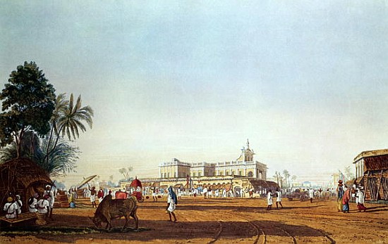 Lall Bazaar and the Portuguese Chapel, Calcutta; engraved by Robert Havell, pub. 1824 de (after) James Baillie Fraser