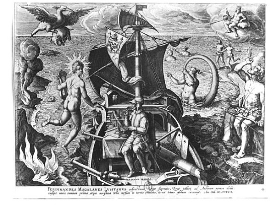Ferdinand Magellan (c.1480-1521) on board his caravel de (after) Jan van der (Joannes Stradanus) Straet