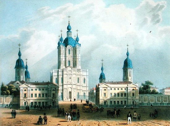 The Smolny Cloister in St. Petersburg, printed Edouard Jean-Marie Hostein (1804-89), published by Le de (after) Jean-Baptiste Bayot