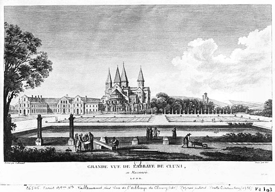 View of Cluny Abbey, from ''Voyage Pittoresque de la France'' ; engraved under direction of Francois de (after) Jean-Baptiste Lallemand