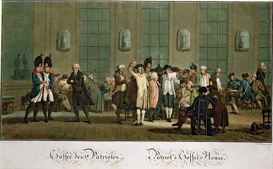 A Patriot''s Coffee House (1st edition print) (19th century) de (after) Jean Baptiste Morret