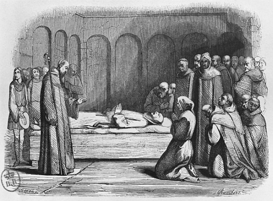 Death of Abelard, illustration from ''Lettres d''Heloise et d''Abelard'' de (after) Jean Francois Gigoux