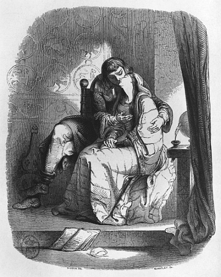 Heloise and Abelard kissing, illustration from ''Lettres d''Heloise et d''Abelard'' de (after) Jean Francois Gigoux