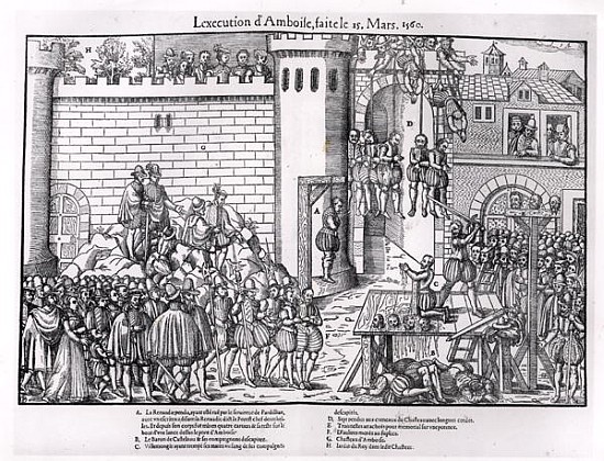 The Massacre of Amboise; engraved by Jacques Tortorel (fl.1568-92) 1560 de (after) Jean Jacques Perrissin