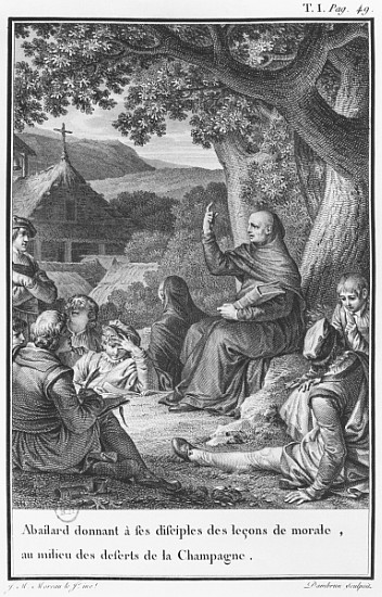 Abelard lecturing among disciples in the deserted Champagne, illustration from ''Lettres d''Heloise  de (after) Jean Michel the Younger Moreau