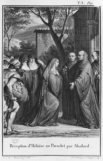 Abelard welcoming Heloise at Paraclete, illustration from ''Lettres d''Heloise et d''Abelard'', volu de (after) Jean Michel the Younger Moreau