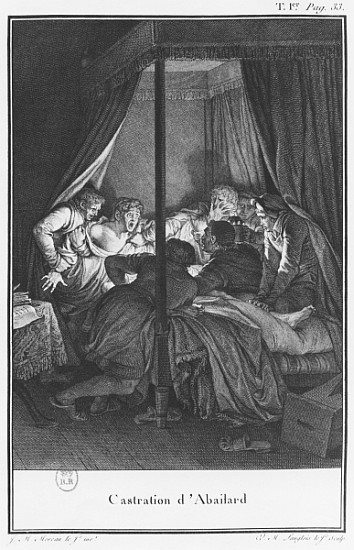 Castrating Abelard, illustration from ''Lettres d''Heloise et d''Abelard'', volume I, page 33; engra de (after) Jean Michel the Younger Moreau