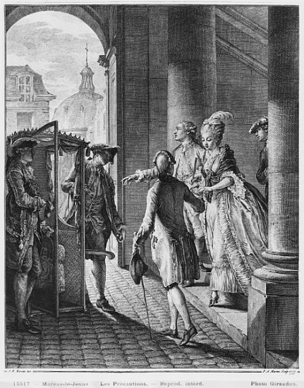 The Precautions; engraved by Pietro Antonio Martini (1739-97) de (after) Jean Michel the Younger Moreau
