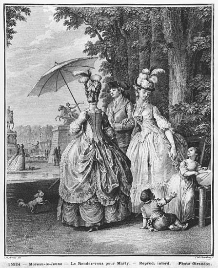 The rendezvous for Marly; engraved by Carl Guttenberg (1743-90) c.1777 de (after) Jean Michel the Younger Moreau