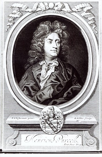 Portrait of Henry Purcell (1659-95), English composer; engraved by R. White de (after) Johann Closterman